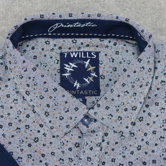 Twills Button Up Shirt Mens XXL Long Sleeve Geometric - Picture 6 of 14